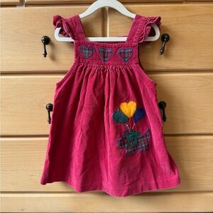 Vintage 90s Y2K CC Bates Pink Corduroy Scottie Dog Balloon Embroidered Dress 4